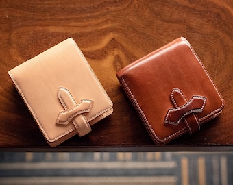 Classic Bifold Wallet Natural Vegetable Tanned Leather Italy Veg Tan Full Grain Leather Personalized Gift Libertaz