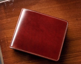 Handmade Shell Cordovan Horse Hip Leather Buttero Bi-fold Man Wallet Personalized Bespoke Gift for Him