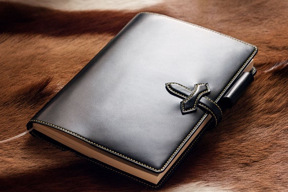 Shell Cordovan Leather Notebook Cover: Handmade Refillable Journal