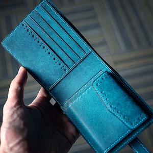 Cartera plegable Brogue hecha a mano personalizada Pueblo Buttero Cartera de cuero Cartera de hombre personalizada Libertaz