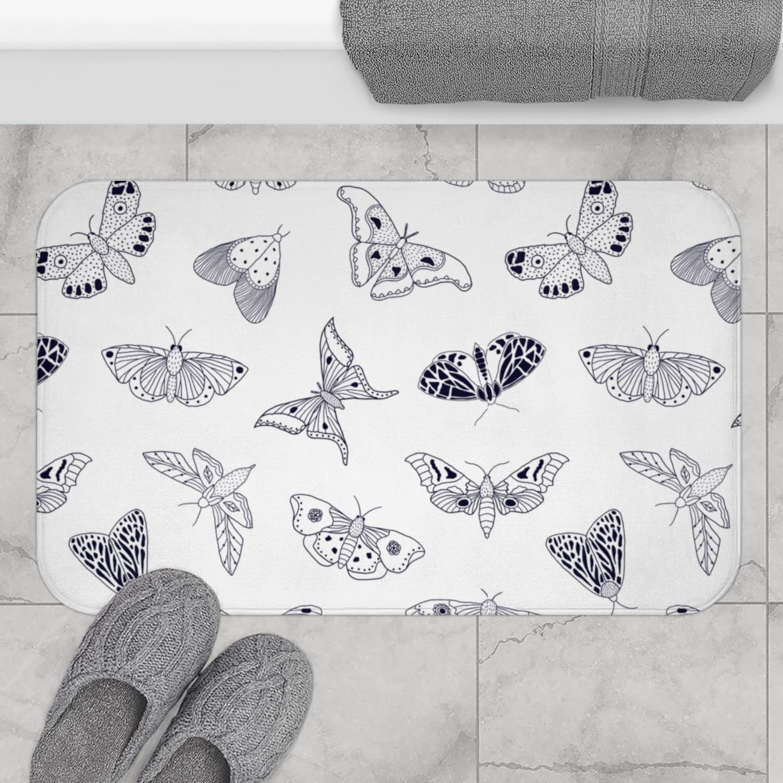 Butterfly Bath Mat Butterflies Bath Rug Modern Bath Mat Etsy
