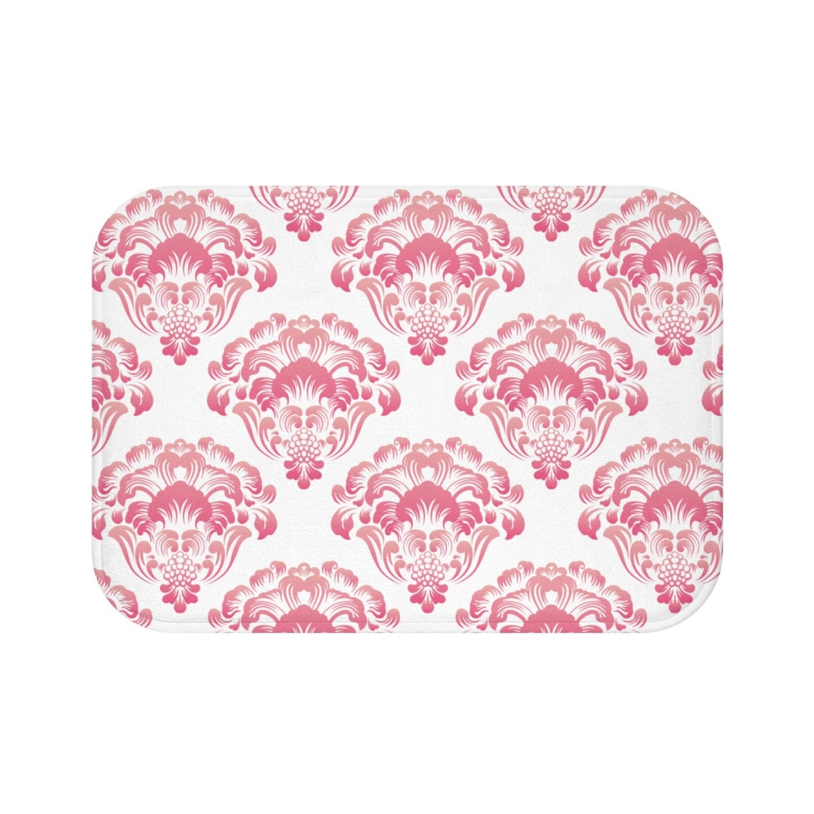 Estera de baño damasco rosa alfombra de baño vintage | Etsy