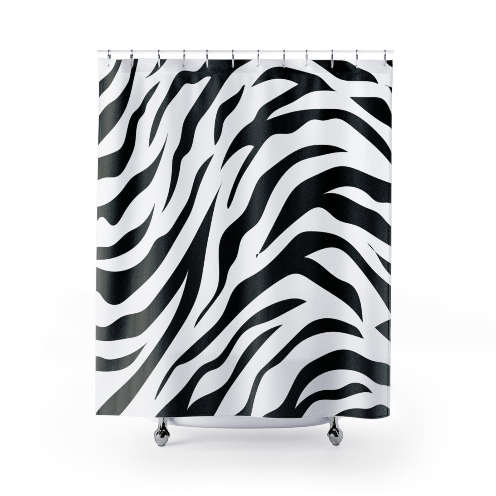 Zebra Shower Curtain Animal Print Shower Curtain Bathroom Etsy