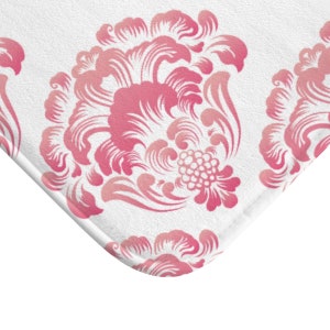 Estera de baño damasco rosa alfombra de baño vintage | Etsy