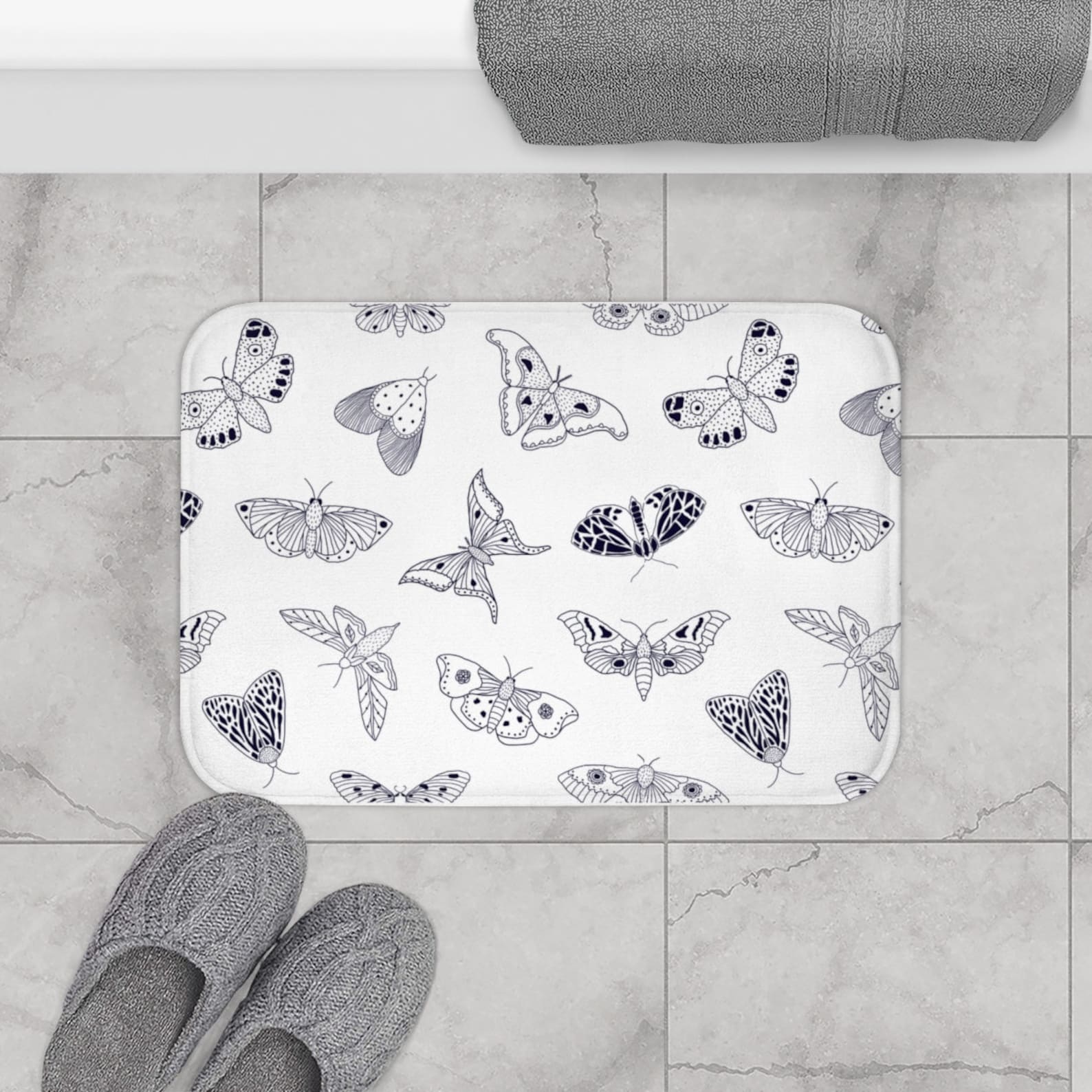 Butterfly Bath Mat Butterflies Bath Rug Modern Bath Mat Etsy