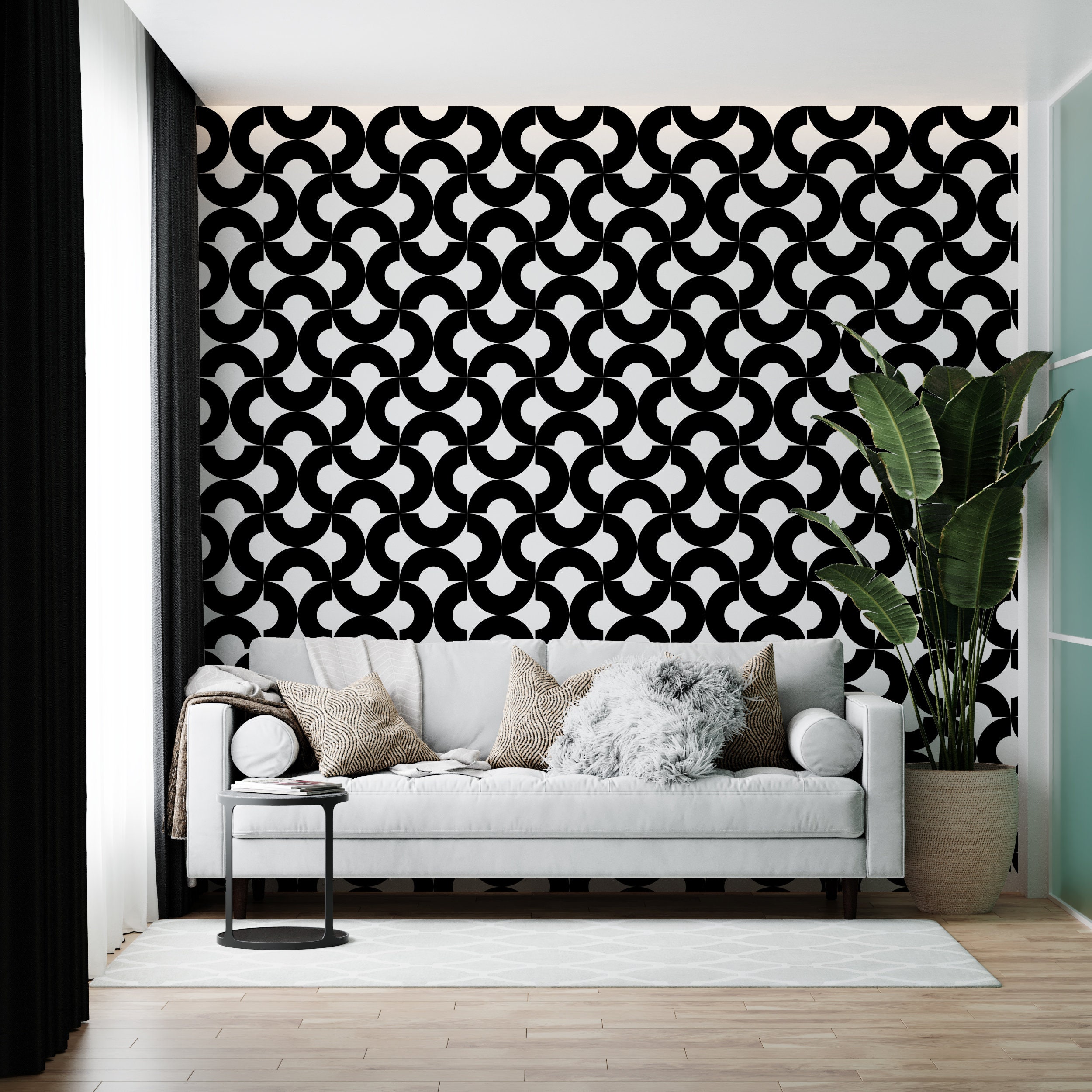 Black White Abstract Wallpaper Peel and Stick Wallpaper | Etsy