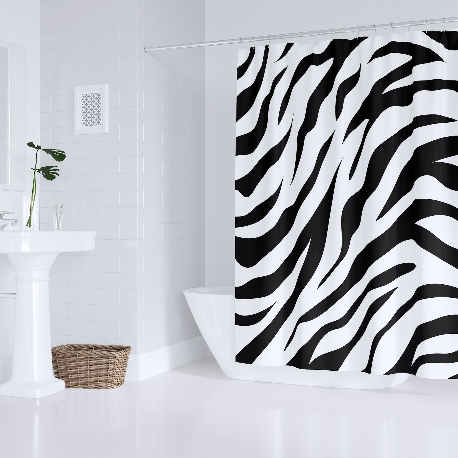 Zebra Shower Curtain Animal Print Shower Curtain Bathroom Etsy