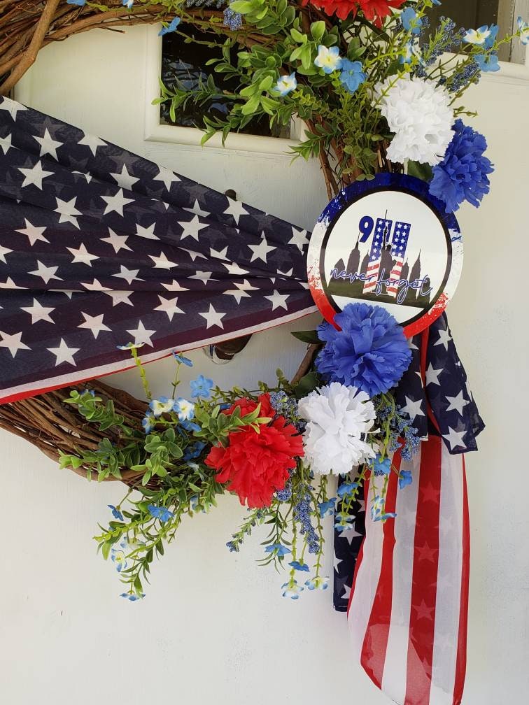 9/11 Remembrance Tribute Grapevine Wreath - Etsy