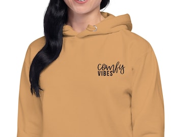 Cómodas vibraciones bordados unisex sudadera con capucha
