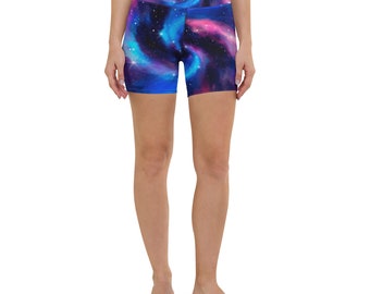 Watercolor Galaxy Yoga Shorts
