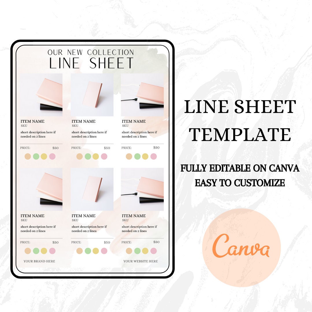 Line Sheet Canva Template Product Catalogs Product Sales Etsy