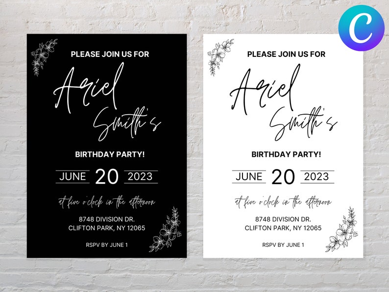 Editable Birthday Invitation Canva Template Etsy