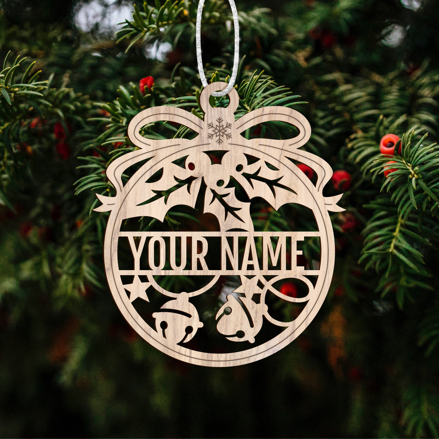 Customized Name Christmas Tree Ornament Laser Cut Wood Etsy