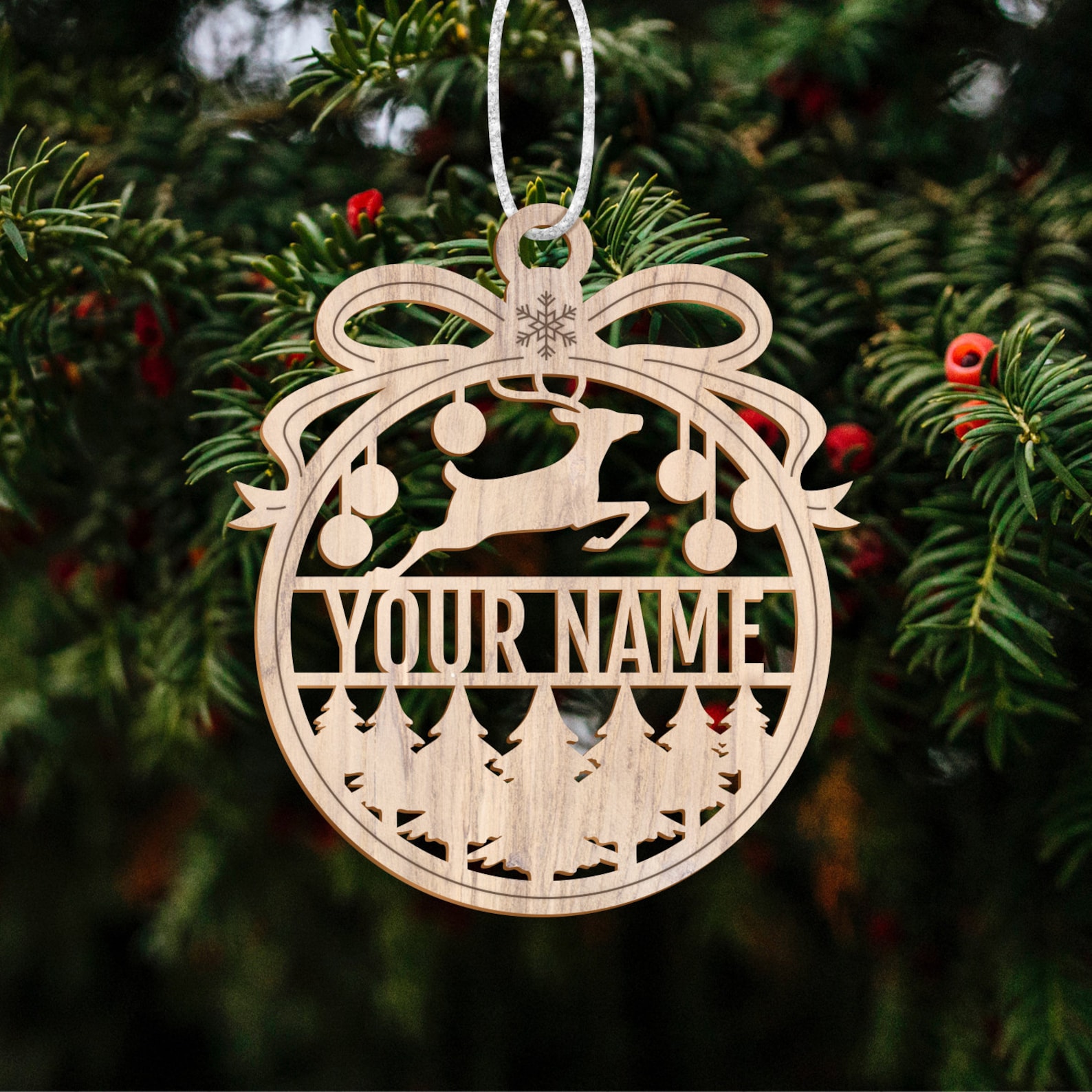 Customized Name Christmas Tree Ornament Laser Cut Wood Etsy