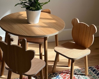 Table d'activités pour enfants, table de sevrage, table pour tout-petits avec chaises, meubles pour enfants, ensemble montessori, cadeau 1er anniversaire, ensemble en bois pour enfant