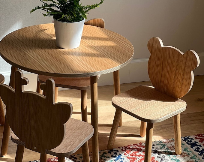 Table d'activités pour enfants, table de sevrage, table pour tout-petits avec chaises, meubles pour enfants, ensemble montessori, cadeau 1er anniversaire, ensemble en bois pour enfant