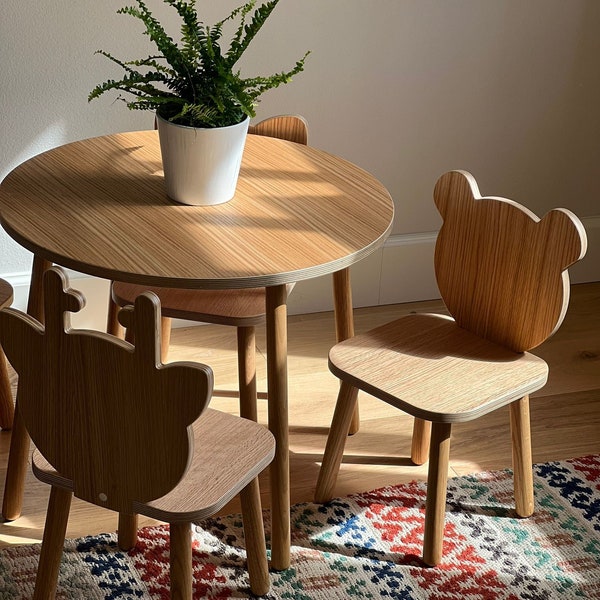 Table d'activités pour enfants, table de sevrage, table pour tout-petits avec chaises, meubles pour enfants, ensemble montessori, cadeau 1er anniversaire, ensemble en bois pour enfant