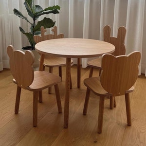 Activity table for kids, weaning table, toddler table with chairs, montessori kids furniture set, 1st birthday gift, wooden set for child