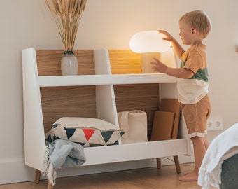 Buch und Spielzeug skandinavische Montessori Aufbewahrungsbox, Regal für Kinderzimmer