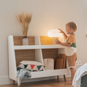 Boîte de rangement scandic montessori pour livres et jouets, étagère pour chambre d'enfants