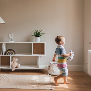 Kids storage furniture - white modern montessori book and toy shelf for toddler