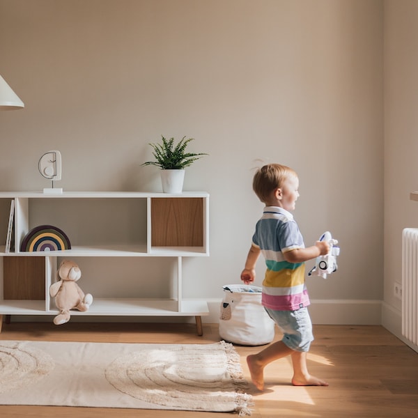 Kids storage furniture - white modern montessori book and toy shelf for toddler