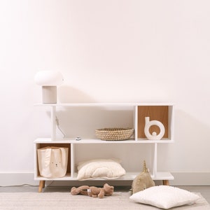 Étagères de rangement de jouets, bibliothèque en bois pour enfants, étagère montessori pour l’organisation de jouets