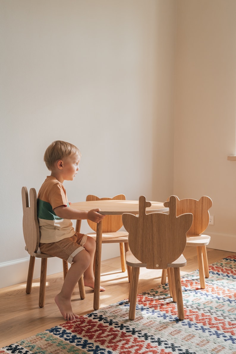 Kid table and chairs, sensory table with toddler chair, toddler table for weaning and playing 画像 3