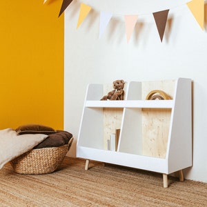 Montessori white open type kids toy shelf for book storage