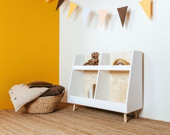 Montessori white open type kids toy shelf for book storage