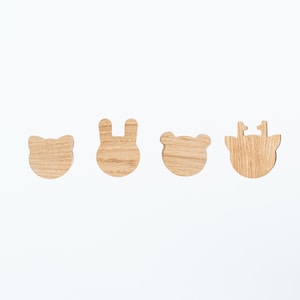 Furniture handles for toddler and kids room, animal shaped drawer knobs, oak wood dresser pulls for nursery