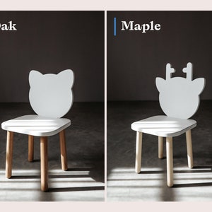 Activity table for baby, wooden toddler chair and table set, montessori set for playing, reading, dining, deer bunny bear cat furniture set image 8
