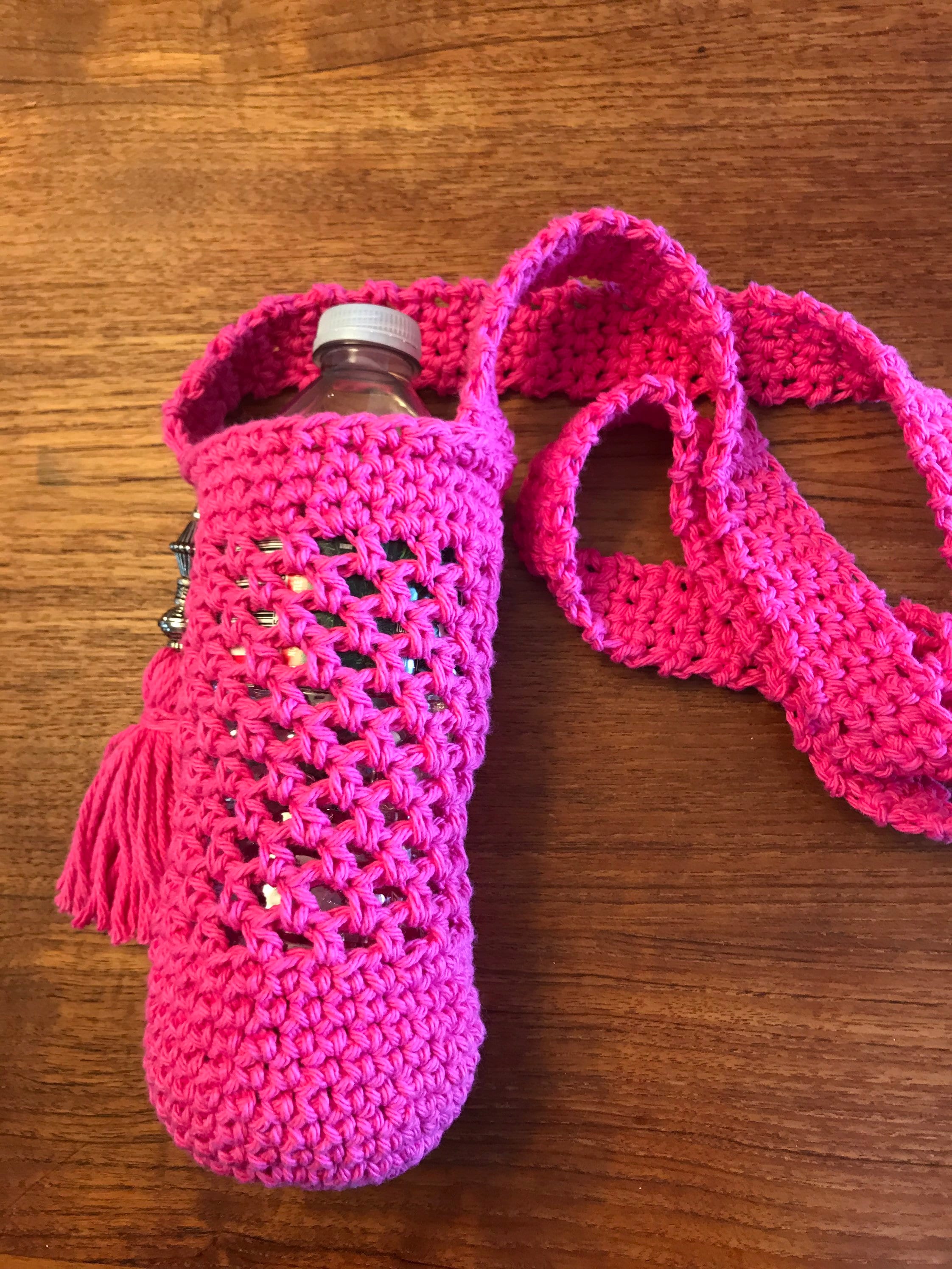 Handmade Crochet Large Water Bottle Cozy with cross over strap Etsy