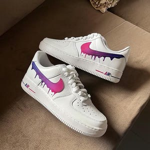 Custom Drip Sneakers, Customized Nike Air Force 1 , Dripping Swoosh, Custom Trainers, Ombre Shoes Gift for her Men Women Boys Girls and Kids