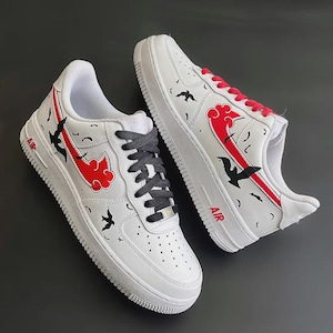 Custom Anime Naruto Sneaker, Customized Nike Air Force 1 , Akatsuki Itachi Trainers, Shoes Gift for Men Women Girls Boys Kids, Sasuke
