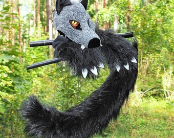 Wolf Ears Tail Paws Set Faux Fur Halloween Cosplay Outfit