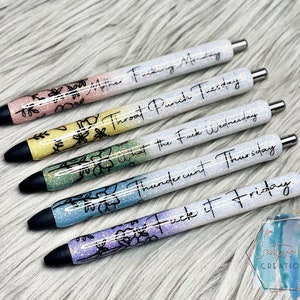 Swear Word Daily Pens Set 11pcs Weekday Vibes Glitter Novelty Pen Dirty  Cuss Word Pens for Each Day of The Week Funny Office Gift