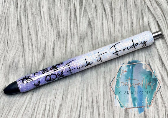 Curse Word Floral Pens, Days of the Week Pen, Swear Word Pen, Ombre Floral  Pen, Work Sucks Pen, Snarky Glitter Pen, Gift for Nurse, Sass Pen 