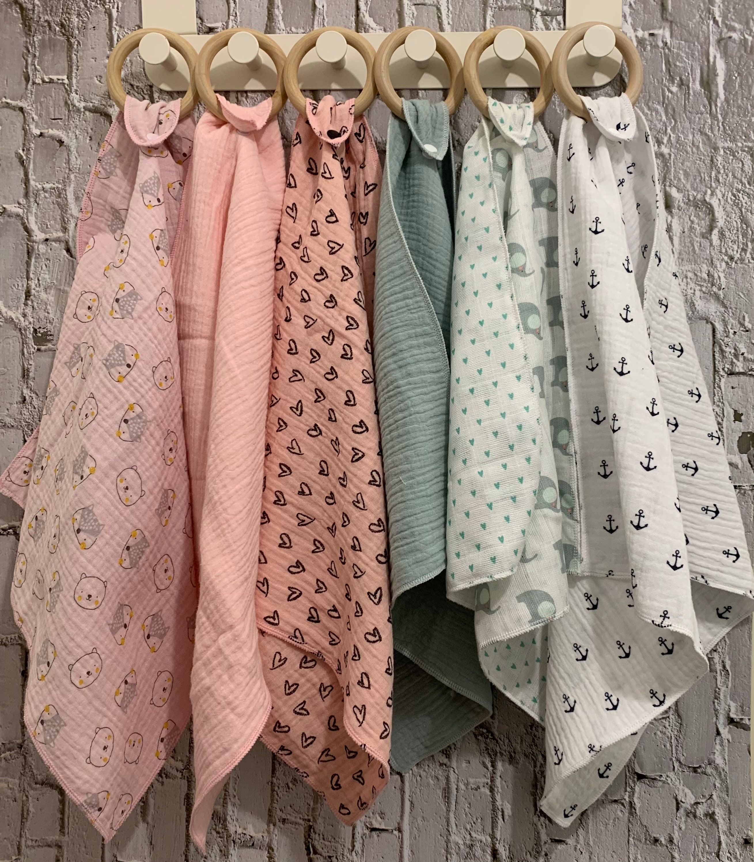 Cotton Muslin Comforter Blanket Natural Wood Teether Burp Etsy