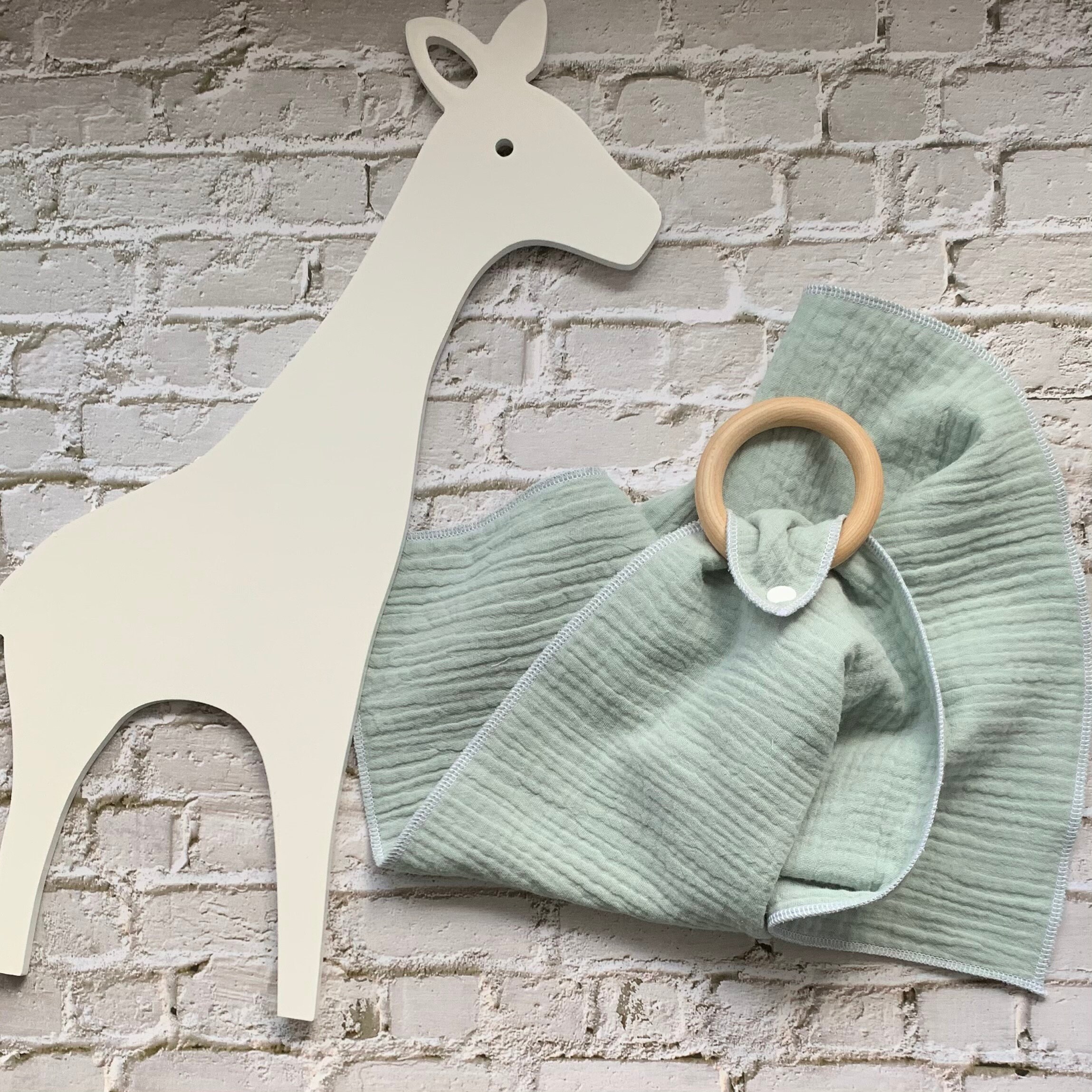 Cotton Muslin Comforter Blanket Natural Wood Teether Burp Etsy