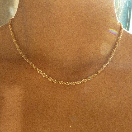 Rope Layering Chain L Gold Layering Necklace Stacking Etsy