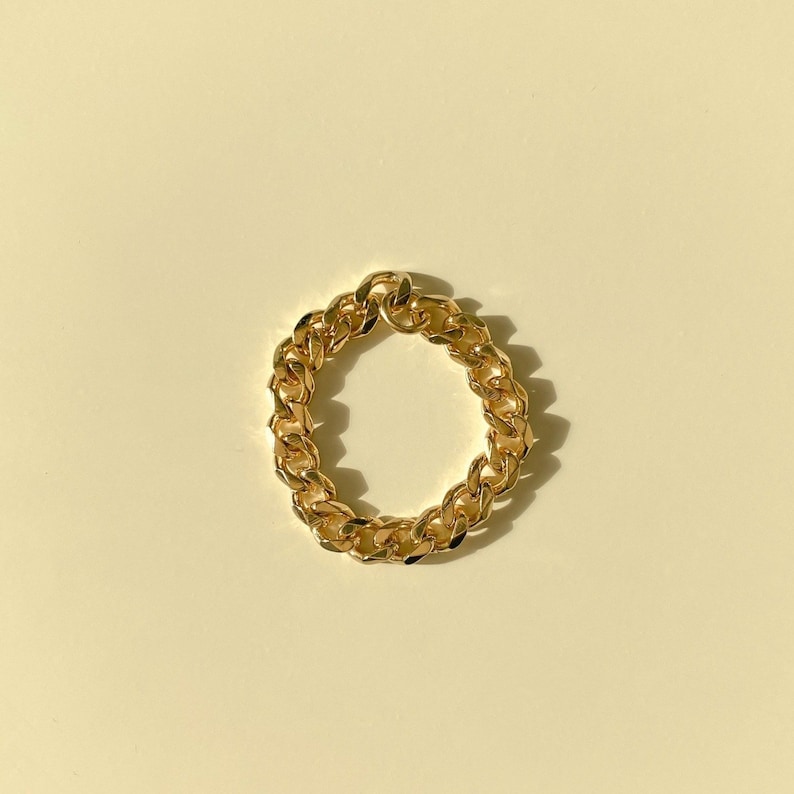 18K Gold Filled Chain Ring Chunky Chain Ring ATHENA Thick Band Ring Gold Stacking Ring Cuban Chain Ring