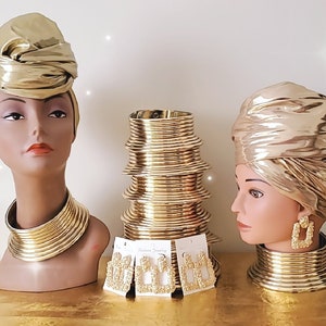 Set of 2 /Traditional Ndebele Choker / Gold Scarf /  Gift set