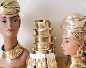 Set of 2 /Traditional Ndebele Choker / Gold Scarf /  Gift set