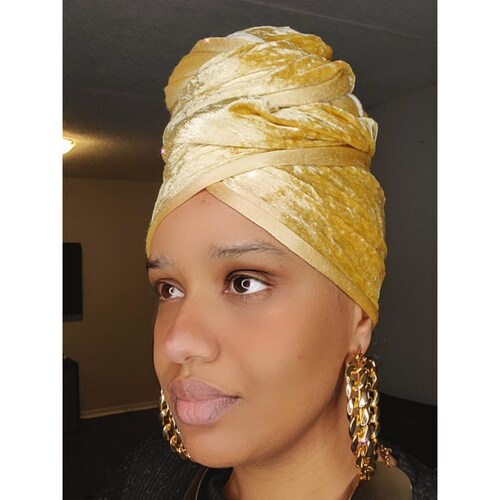 Metallic Gold Velvet Turban Head Wraps Extra Long One Size Etsy