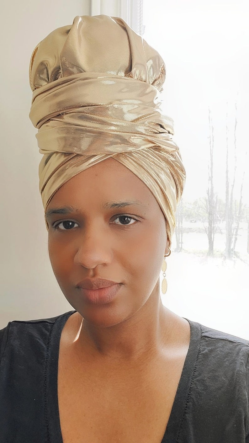 Metallic Scarf LUXURY HEADWRAPS Gold Head Wrap Etsy Canada