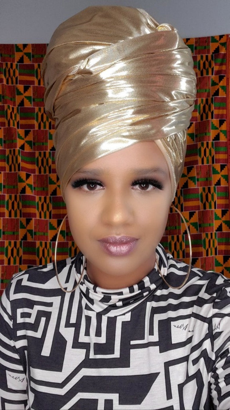 Metallic Scarf LUXURY HEADWRAPS Gold Head Wrap Etsy Canada