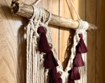 Macramé Wall Hanging | Medium Macrame Wall Hanging | Boho Decor | One of a Kind | Tapestry | Burgundy Wall Hanging