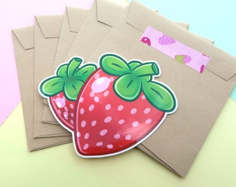 Kawaii Strawberry Front XL Stickers
