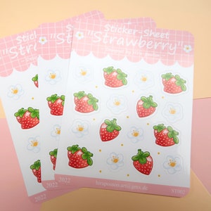 Kawaii Pink Strawberry Stickersheet ST002